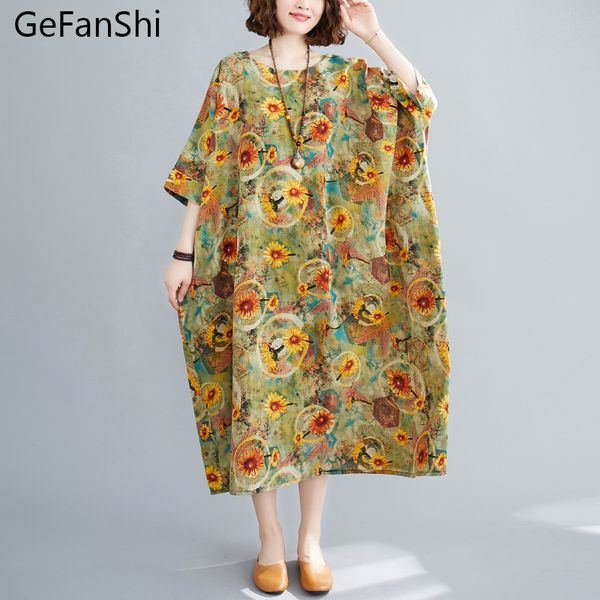 2020 new summer big size women's dress vintage print cotton linen short sleeve casual loose ladies elegant robe long dresses, Black;gray
2020 new summer big size women's dress vintage print cotton linen short sleeve casual loose ladies elegant robe long dresses, Black;gray