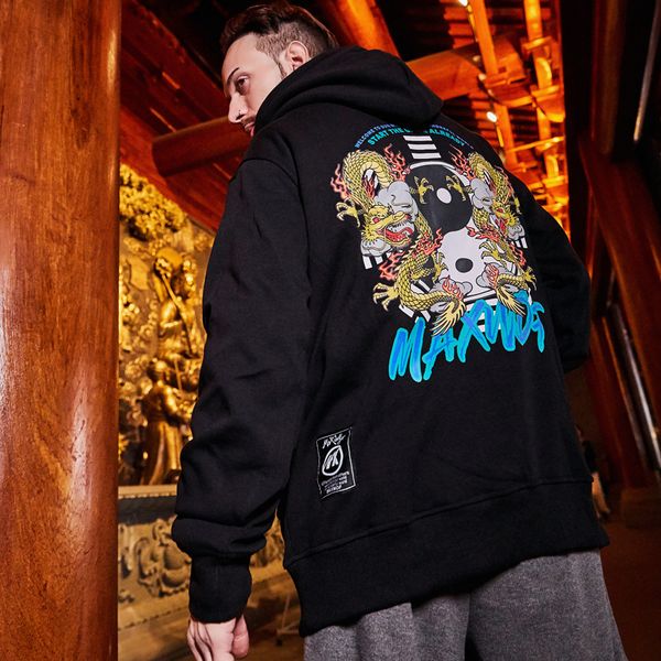 men hoodies men chinese tai fleece hooded thick pullover sweatshirt high street fashion hip hop streetwear hoodie, Black
men hoodies men chinese tai fleece hooded thick pullover sweatshirt high street fashion hip hop streetwear hoodie, Black