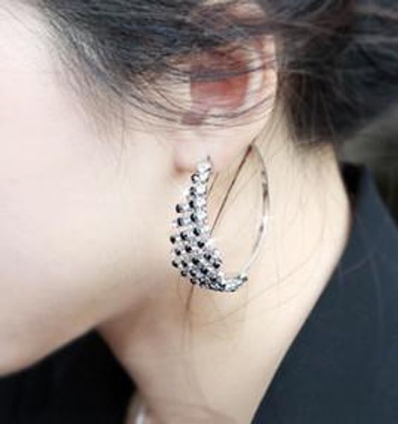 new fashion clear black white rhinstone crystal circel hoop earrings nightclub hoop earring for women lt2, Golden;silver
new fashion clear black white rhinstone crystal circel hoop earrings nightclub hoop earring for women lt2, Golden;silver