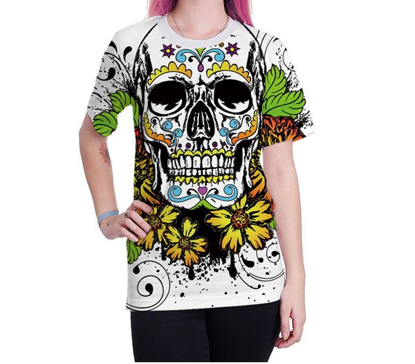 2019 spring and summer new women's fashion trend skull series 3d printing round neck short-sleeved t-shirt european and american style, White
2019 spring and summer new women's fashion trend skull series 3d printing round neck short-sleeved t-shirt european and american style, White