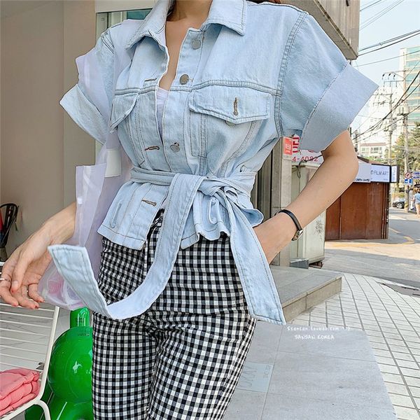 hzirip new vintage summer jeans jackets 2019 sashes lace up loose casual fashion female denim short sleeves outerwear coat, Black;brown
hzirip new vintage summer jeans jackets 2019 sashes lace up loose casual fashion female denim short sleeves outerwear coat, Black;brown