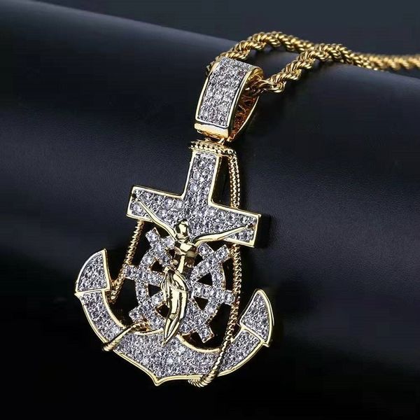 ied out anchor pendant necklaces for men luxury designer mens bling diamond rudder pendants 18k gold plated hip hop zircon jewelry love gift, Silver
ied out anchor pendant necklaces for men luxury designer mens bling diamond rudder pendants 18k gold plated hip hop zircon jewelry love gift, Silver