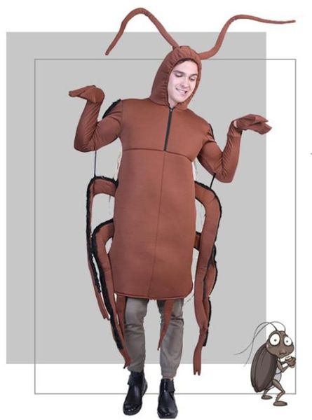 mens theme party funny mascot costumes classic carnival and halloween apparel halloween cockroach uniform costumes adult, Red;yellow