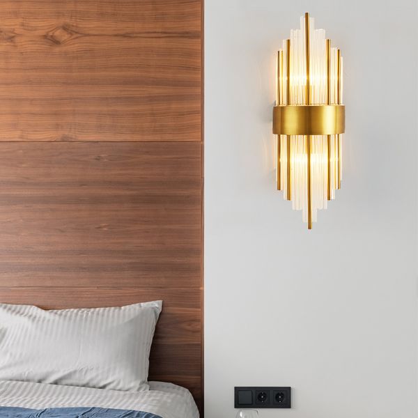 Modern Clear Glass Wall Lamp Gold Wall Sconce Light For Bedroom Hallway Home Decoration Lighting Fixture Led Wall Sconce Lamp