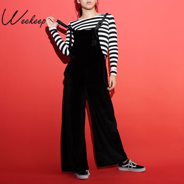 weekeep women velvet one piece wide leg jumpsuit fashion designer 2017 black rompers casual loose womens jumpsuits and bodysuits, Black;white
weekeep women velvet one piece wide leg jumpsuit fashion designer 2017 black rompers casual loose womens jumpsuits and bodysuits, Black;white