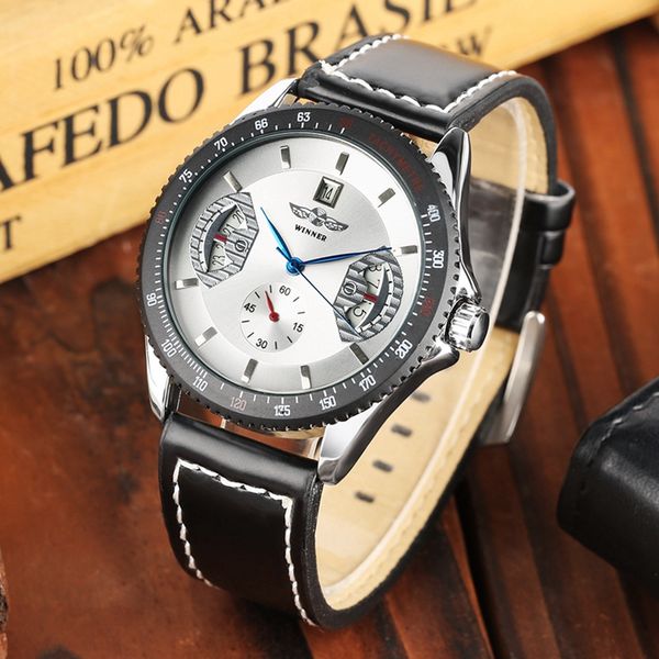 winner men's watches brand automatic mechanical watch men sport clock leather casual calendar date luxury wrist watches for men, Slivery;brown
winner men's watches brand automatic mechanical watch men sport clock leather casual calendar date luxury wrist watches for men, Slivery;brown