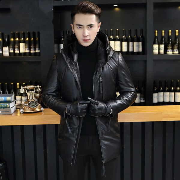 yolanfairy genuine leather jackets for men winter warm thick hooded down coat 2019 plus size outwear 1622 mf419, Black
yolanfairy genuine leather jackets for men winter warm thick hooded down coat 2019 plus size outwear 1622 mf419, Black