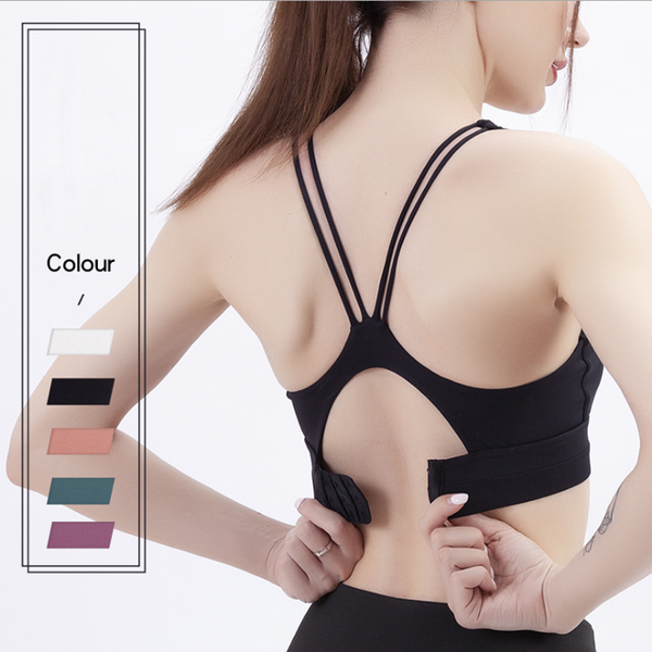 women sports bra cross belt brathable sports push up female gym fitness female running yoga three rows of buttons bra, White;black
women sports bra cross belt brathable sports push up female gym fitness female running yoga three rows of buttons bra, White;black