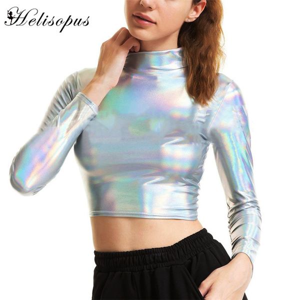 helisopus shiny silver основывая футболка с длинным рукавом punk водолазка crop top голографическая dance party женщины рубашка streetwear, White
helisopus shiny silver основывая футболка с длинным рукавом punk водолазка crop top голографическая dance party женщины рубашка streetwear, White