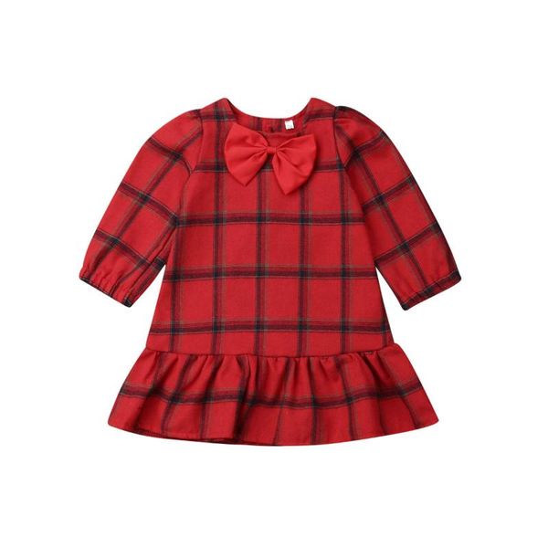 xmas новорожденные девочки милые платья bowknot plaid печать с длинным рукавом длиной до колен линии платье осень одежда, Red;yellow 
xmas новорожденные девочки милые платья bowknot plaid печать с длинным рукавом длиной до колен линии платье осень одежда, Red;yellow