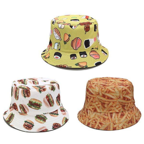 summer foldable sushi hamburger french fries pattern bucket hat hip hop wide brim beach uv protection round sunscreen cap
summer foldable sushi hamburger french fries pattern bucket hat hip hop wide brim beach uv protection round sunscreen cap