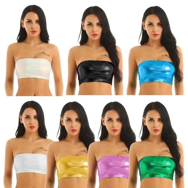 women pu patent leather strapless tube crop latex pvc solid color backless mini bustier off shoulder night clubwear, Red;black
women pu patent leather strapless tube crop latex pvc solid color backless mini bustier off shoulder night clubwear, Red;black