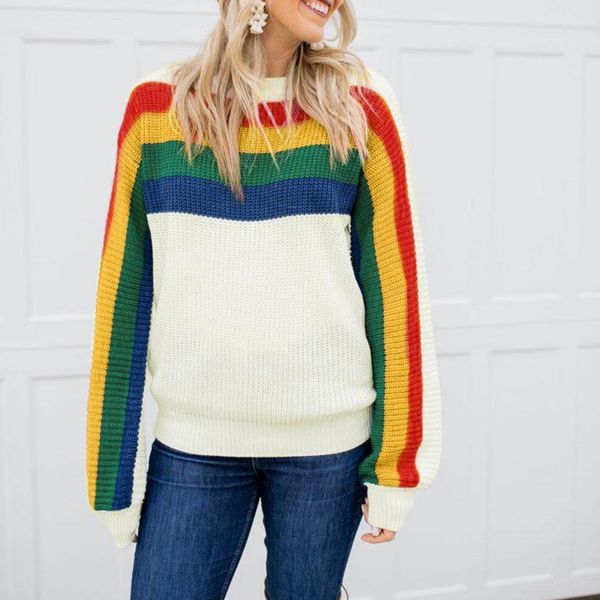 rainbow sweater women 2019 autumn winter women pullovers sweater long sleeve casual ladies for winter pull femme, White;black
rainbow sweater women 2019 autumn winter women pullovers sweater long sleeve casual ladies for winter pull femme, White;black