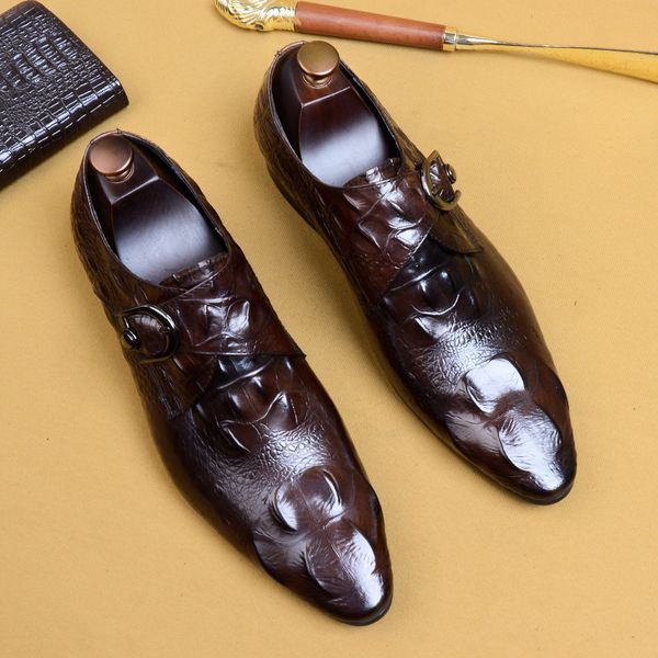 new men's leather shoes crocodile pattern men's leather shoes retro men british formal business, Black
new men's leather shoes crocodile pattern men's leather shoes retro men british formal business, Black