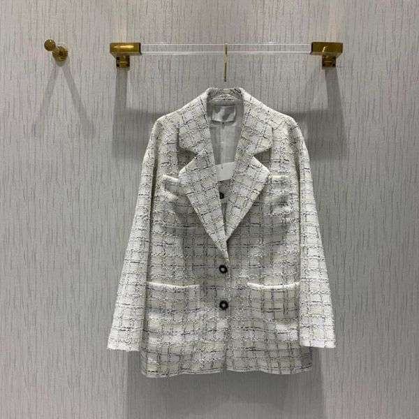 2020 paris luxury collection thin summer single breasted white tweed silk lined blazer, White;black
2020 paris luxury collection thin summer single breasted white tweed silk lined blazer, White;black