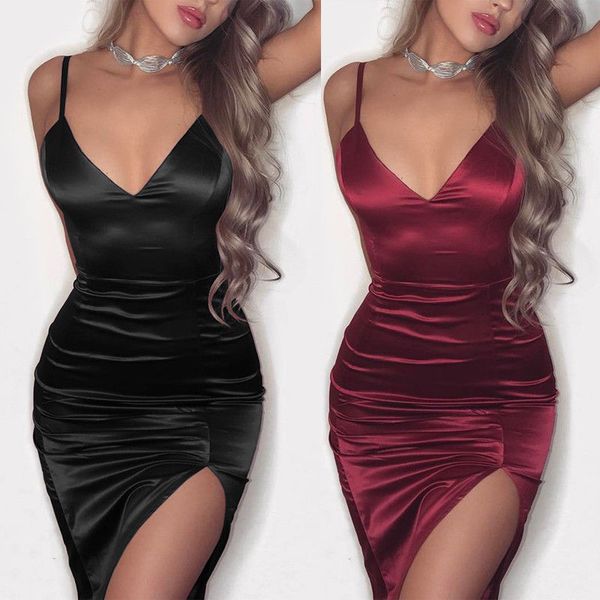 women spaghetti satin dress braces deep v midi evening party dress irregular summer bodycon clubwear red black, Black;gray
women spaghetti satin dress braces deep v midi evening party dress irregular summer bodycon clubwear red black, Black;gray