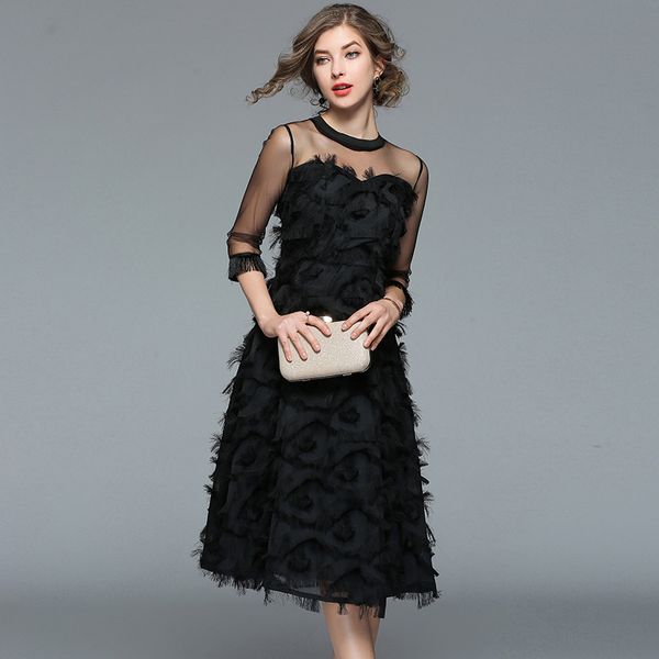 2019 lady summer style fashion feather casual slim vintage women mesh black dress hollow out dresses tassel party vestidos, Black;gray
2019 lady summer style fashion feather casual slim vintage women mesh black dress hollow out dresses tassel party vestidos, Black;gray