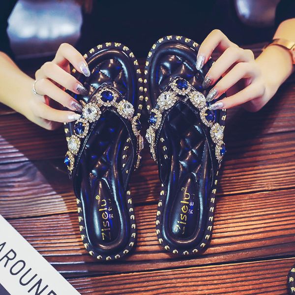 flip foot flip-flops female summer wear 2018 new flat bottom wild rhinestone sandals, Black
flip foot flip-flops female summer wear 2018 new flat bottom wild rhinestone sandals, Black