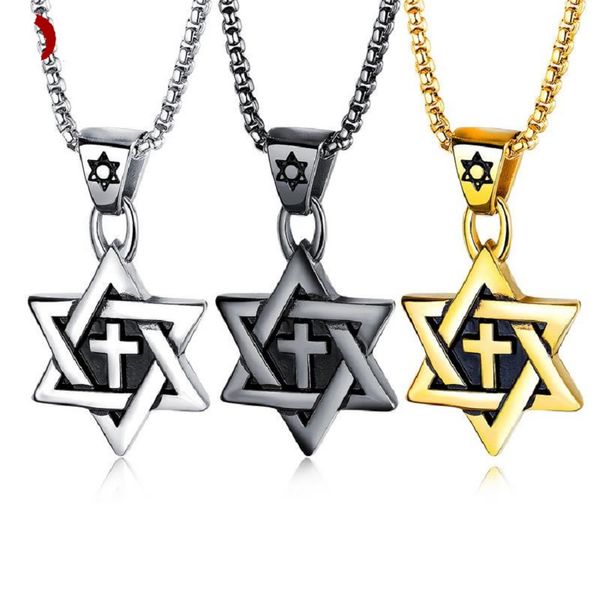 fashion cross men stainless steel six star pendant necklace snake chains hip hop jewelry design gold silver black necklaces for mens gift
fashion cross men stainless steel six star pendant necklace snake chains hip hop jewelry design gold silver black necklaces for mens gift