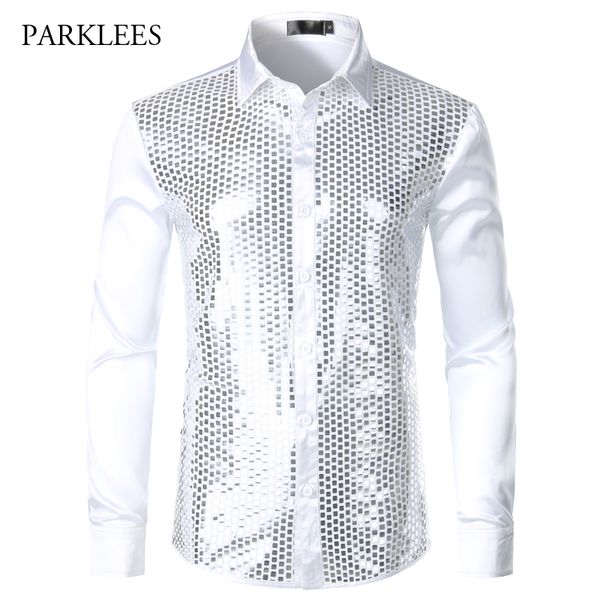 luxury silver shiny sequin shirt men 2019 brand new silk satin mens dress shirts chemise homme night club stage shirts camisas, White;black
luxury silver shiny sequin shirt men 2019 brand new silk satin mens dress shirts chemise homme night club stage shirts camisas, White;black
