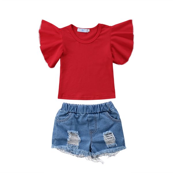 2018 kids baby girls princess denim flying sleeves red ruffle t-shirt denim hollow short outfits clothes set summer
2018 kids baby girls princess denim flying sleeves red ruffle t-shirt denim hollow short outfits clothes set summer