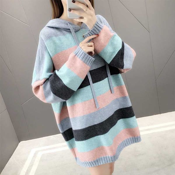 women's sweaters hooded 2021 autumn winter pullover rainbow clothing woman sweater knit, White;black
women's sweaters hooded 2021 autumn winter pullover rainbow clothing woman sweater knit, White;black