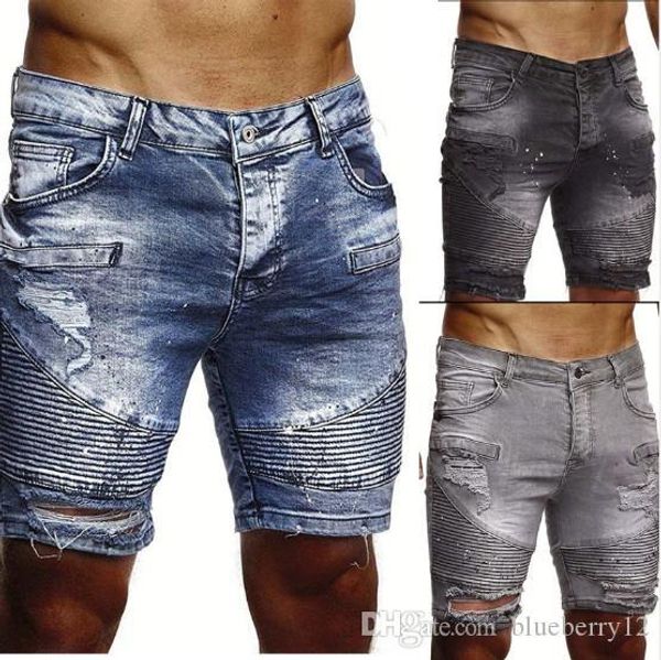 mens denim shorts destroyed mens denim straight biker jeans ripped with 3 colors asian size s-2xl ing, Blue 
mens denim shorts destroyed mens denim straight biker jeans ripped with 3 colors asian size s-2xl ing, Blue