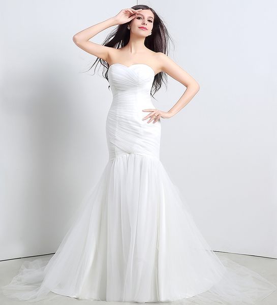custom made plus size arrived ruffle sweetheart mermaid dress long tulle wedding party bride dresses for women wedding dresses, White
custom made plus size arrived ruffle sweetheart mermaid dress long tulle wedding party bride dresses for women wedding dresses, White
