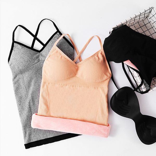 women sports undershirt thick warm cross back bra padded sports wear for women gym yoga for workout fitness breathable bras, White;red
women sports undershirt thick warm cross back bra padded sports wear for women gym yoga for workout fitness breathable bras, White;red