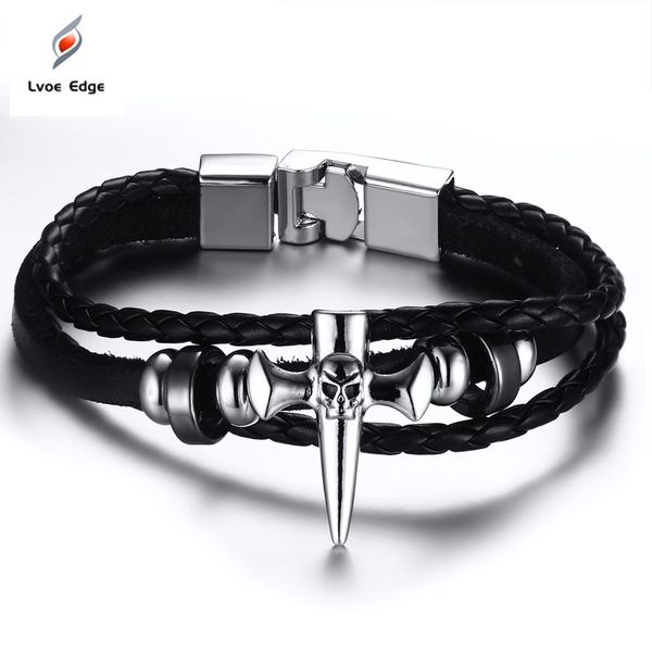 2019 punk rock fashion gothic style cross skull leather bracelet buckle belt leather bangles for women men pulseira gift, Black
2019 punk rock fashion gothic style cross skull leather bracelet buckle belt leather bangles for women men pulseira gift, Black
