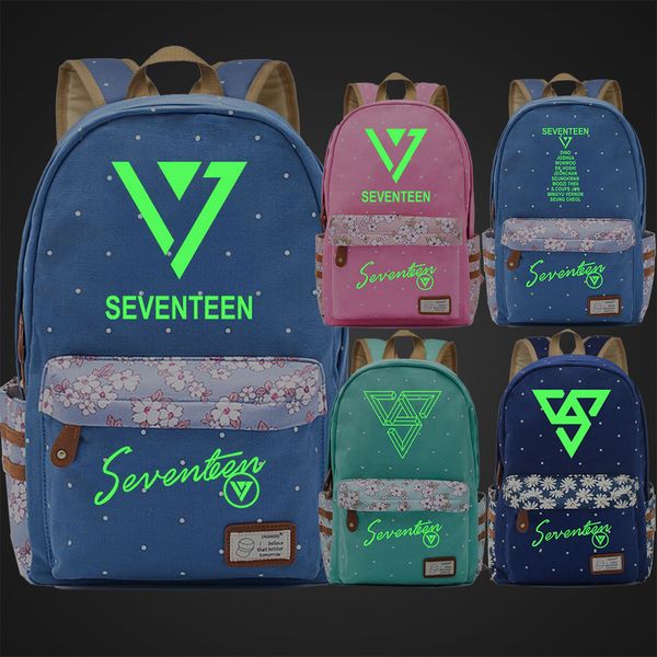 green luminous music grounp seventeen idol flowers dot boy girl school bag women bagpack teenagers canvas lady femme backpack
green luminous music grounp seventeen idol flowers dot boy girl school bag women bagpack teenagers canvas lady femme backpack