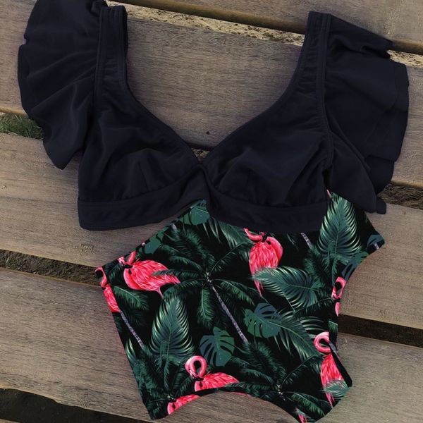 swimwear women designer bikini 2019 new bikini floral ruffled bikini set women high waist two girl beach bathing swimwear biquinis, White;black
swimwear women designer bikini 2019 new bikini floral ruffled bikini set women high waist two girl beach bathing swimwear biquinis, White;black