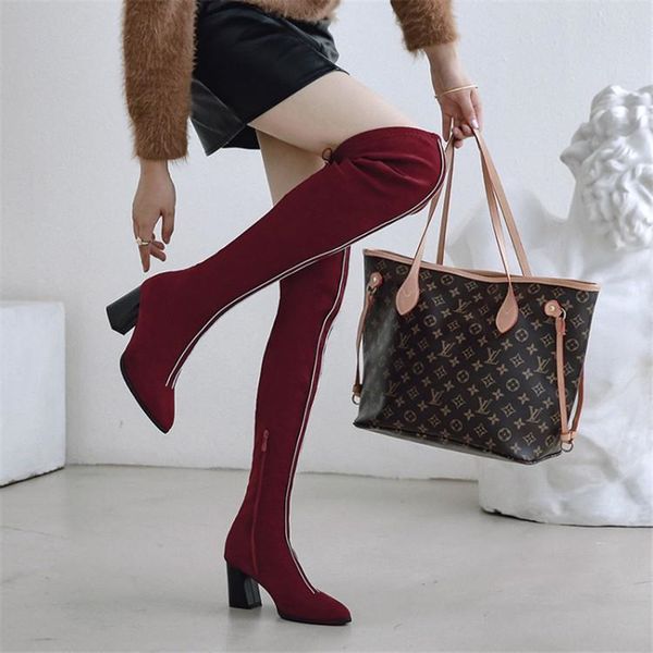 stretch kneepad boots 2016 the new high-heeled pointed thick side with zipper boots feeling thin slender tide, Black
stretch kneepad boots 2016 the new high-heeled pointed thick side with zipper boots feeling thin slender tide, Black