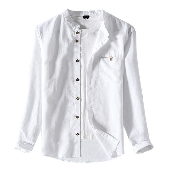 men's casual shirts 2021 spring brand shirt men linen and cotton white for fashion mens stand collar solid male, White;black
men's casual shirts 2021 spring brand shirt men linen and cotton white for fashion mens stand collar solid male, White;black