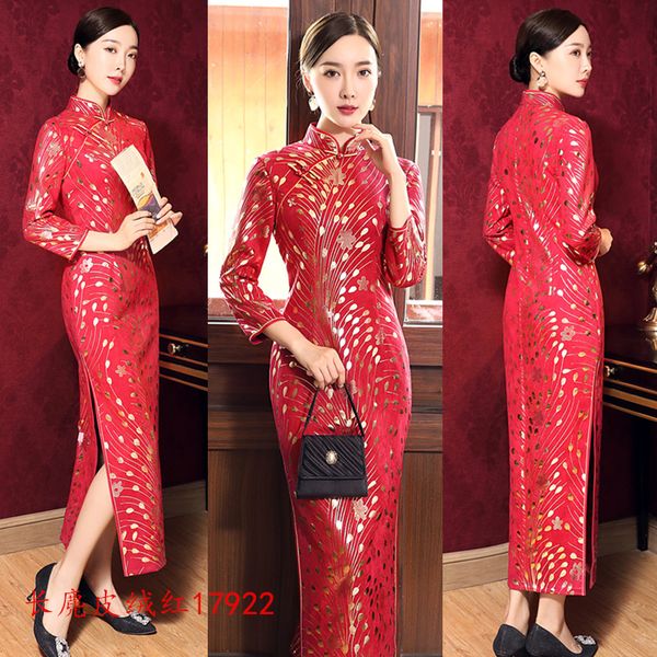 modified red mother's long suede seven-sleeve cheongsam fashion improvement young girls mid-long-sleeve cheongsam
modified red mother's long suede seven-sleeve cheongsam fashion improvement young girls mid-long-sleeve cheongsam