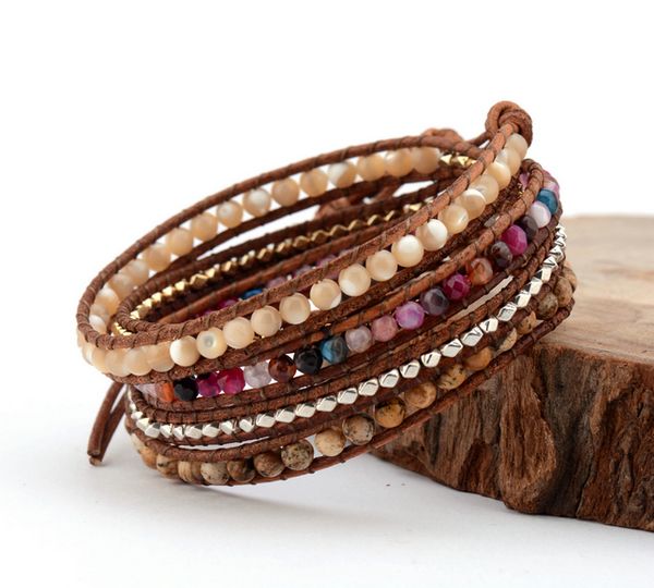 exquisite natural stones gold and silver beads 5 layered leather wrap bracelets antique weaving bracelet dropship jewelry, Golden;silver
exquisite natural stones gold and silver beads 5 layered leather wrap bracelets antique weaving bracelet dropship jewelry, Golden;silver