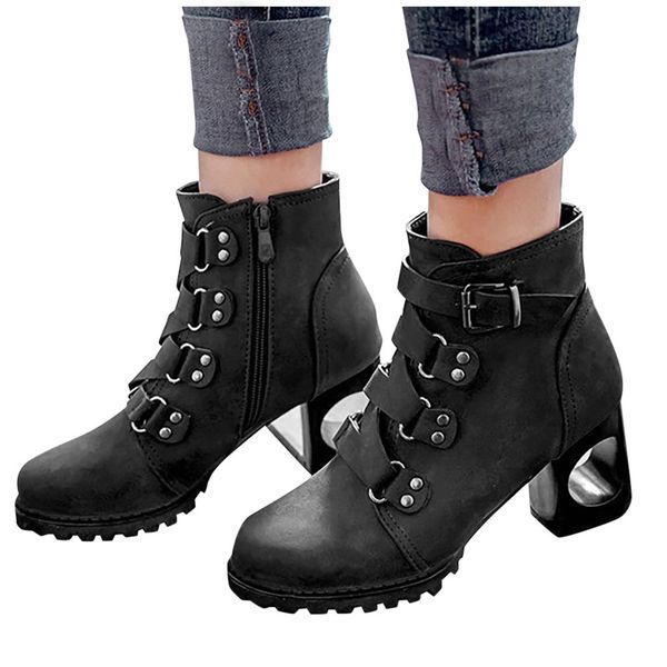 women ladies autumn shoes woman fashion buckle strap solid color ankle single shoes square root heels short boots botas mujer, Black
women ladies autumn shoes woman fashion buckle strap solid color ankle single shoes square root heels short boots botas mujer, Black
