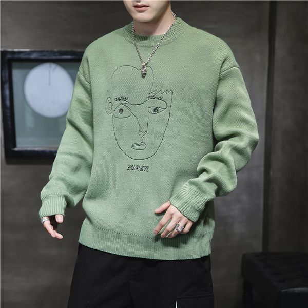 men's sweater 2019 autumn and winter new slim warm loose embroidery knit sweater youth personality fashion trend men's clothing, White;black
men's sweater 2019 autumn and winter new slim warm loose embroidery knit sweater youth personality fashion trend men's clothing, White;black