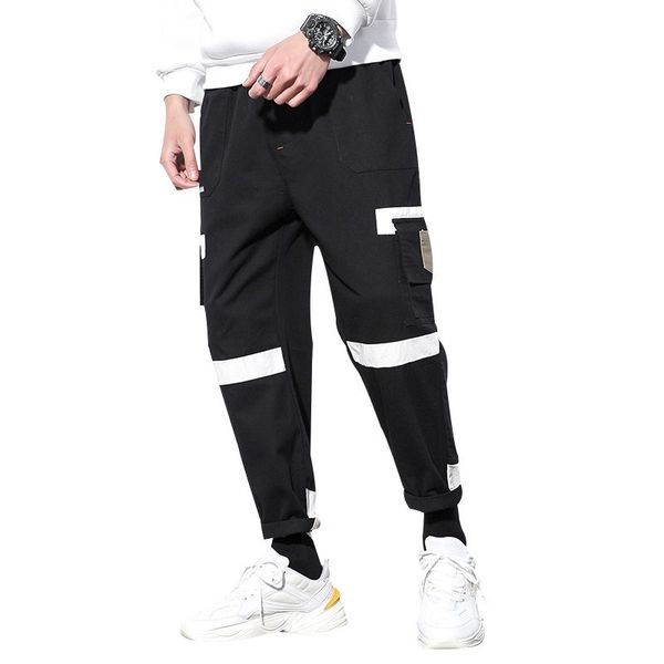 hip hip streetwear men's solid patchwork joggers pants 2019 men ribbons cotton cargo pant trousers elastic waist harem pant men, Black
hip hip streetwear men's solid patchwork joggers pants 2019 men ribbons cotton cargo pant trousers elastic waist harem pant men, Black