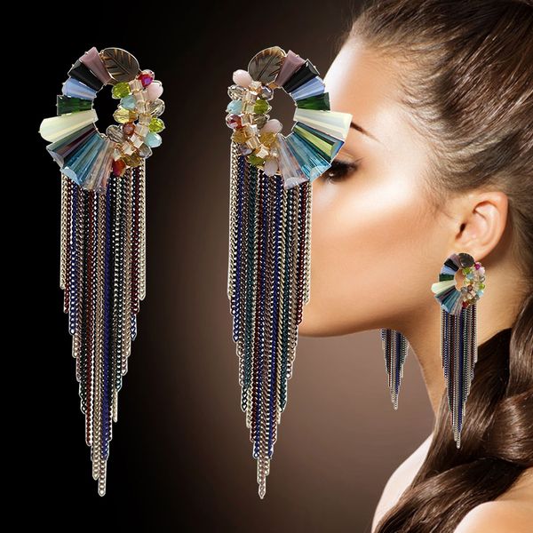 trendy colorful crystal beaded statement earrings 2020 handmade metal chain long tassel earrings women jewelry gift, Golden
trendy colorful crystal beaded statement earrings 2020 handmade metal chain long tassel earrings women jewelry gift, Golden