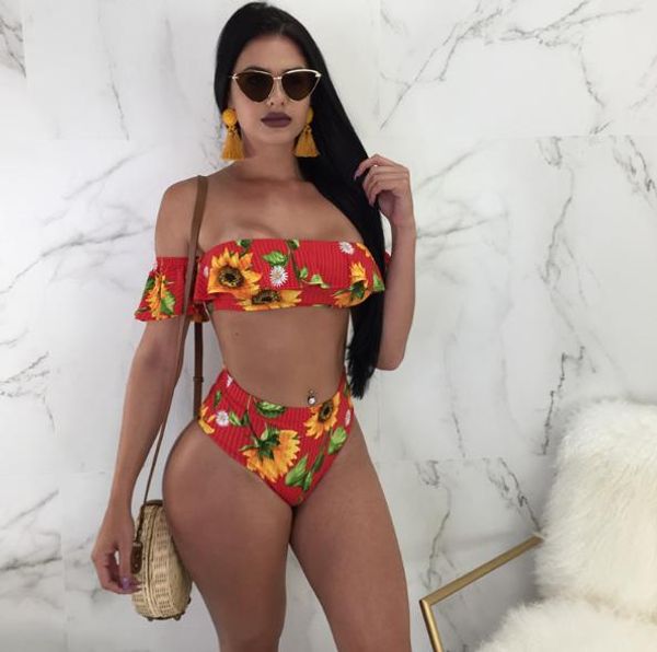 summer womens floral printed bikinis fashion red color slash neck womens swimsuits high waist women beachwears, White;black
summer womens floral printed bikinis fashion red color slash neck womens swimsuits high waist women beachwears, White;black
