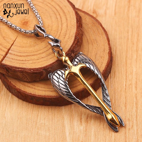 cool gold color sword pendant necklace silver angel wings soul crucifix necklaces for women men cool jewelry 2019
cool gold color sword pendant necklace silver angel wings soul crucifix necklaces for women men cool jewelry 2019