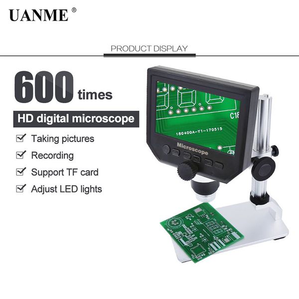 uanme digital video microscope 600x 4.3" 3.6mp led magnifier microscopio for phone maintenance qc/industrial inspection +stand
uanme digital video microscope 600x 4.3" 3.6mp led magnifier microscopio for phone maintenance qc/industrial inspection +stand