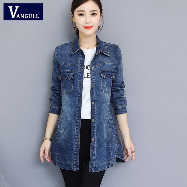 vangull 5xl women denim jacket elegant long sleeve fashion blue female preppy style casual plus size outwear coat split hem, Black;brown
vangull 5xl women denim jacket elegant long sleeve fashion blue female preppy style casual plus size outwear coat split hem, Black;brown