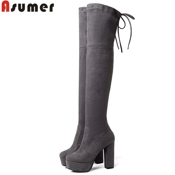 asumer 2020 new shoes woman round toe over the knee boots women platform thick high heels suede leather thigh high boots, Black
asumer 2020 new shoes woman round toe over the knee boots women platform thick high heels suede leather thigh high boots, Black