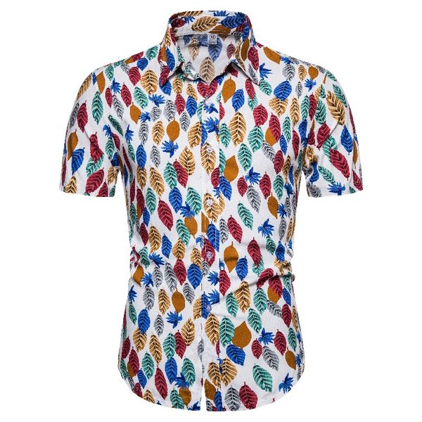 men's summer creative hawaii beach resort short sleeve printed business casual fashion personality slim shirt streetwear, White;black
men's summer creative hawaii beach resort short sleeve printed business casual fashion personality slim shirt streetwear, White;black