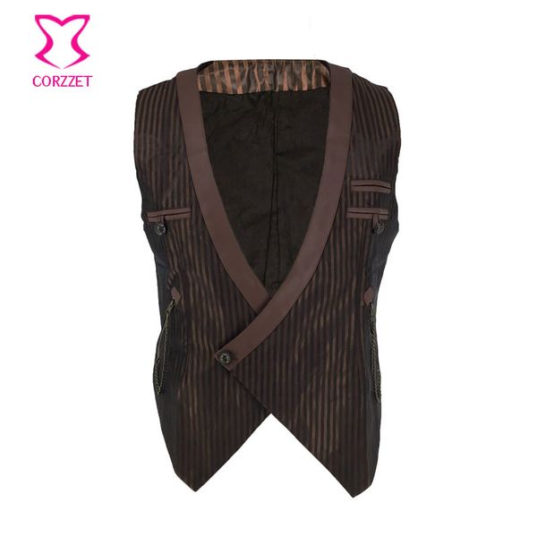 brown striped satin deep v neck sleeveless vintage steampunk costume men cosplay victorian coat medieval jacket gothic vest mens, Black;white
brown striped satin deep v neck sleeveless vintage steampunk costume men cosplay victorian coat medieval jacket gothic vest mens, Black;white