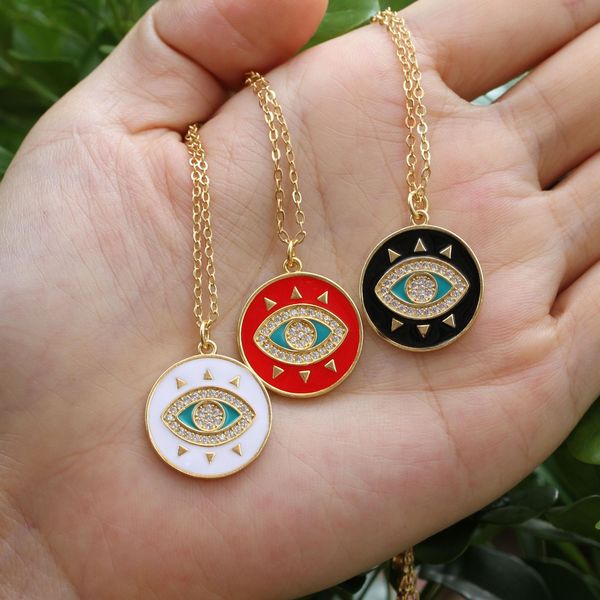 new design bohemia enameled women's pendant necklace fashion cubic zircon gold eye copper o-chain necklaces for women jewelry hdsmd, Silver
new design bohemia enameled women's pendant necklace fashion cubic zircon gold eye copper o-chain necklaces for women jewelry hdsmd, Silver