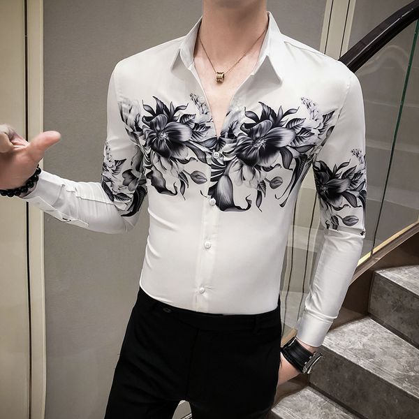 весна осень мужских рубашек повседневных кнопки slim fit streetwear цветочной printed блуза черный отворот вверх мужчины платье рубашка с дл, White;black
весна осень мужских рубашек повседневных кнопки slim fit streetwear цветочной printed блуза черный отворот вверх мужчины платье рубашка с дл, White;black