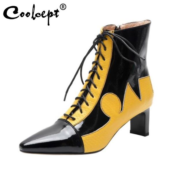 coolcept fashion mixed color women ankle boots pointed toe cross strap high heels shoes genuine leather women boots size 33-40, Black
coolcept fashion mixed color women ankle boots pointed toe cross strap high heels shoes genuine leather women boots size 33-40, Black